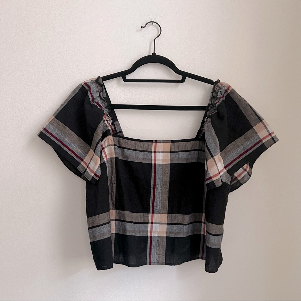 Club Monaco linen plaid blouse, SIZE M